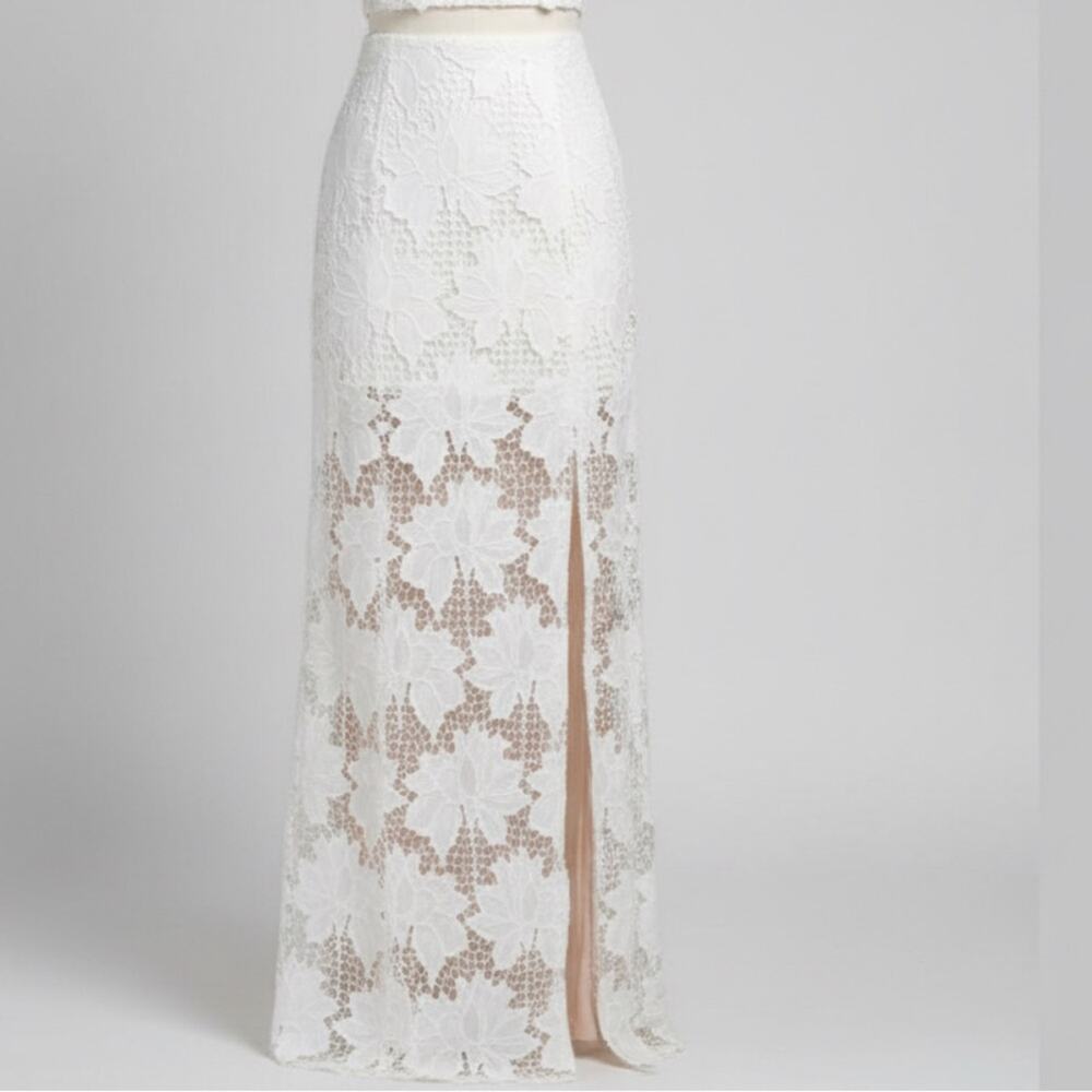 NWT Rumer Tropez White Lace Bridal Beach Wedding Maxi Skirt and Crop Top Size XS - Picture 7 of 11